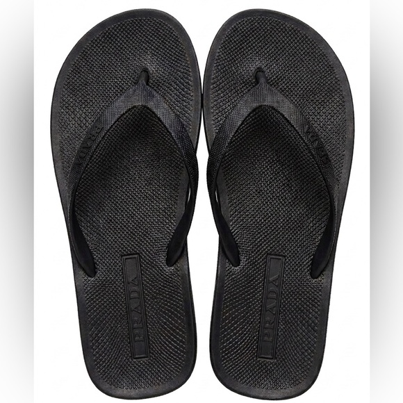 New Prada black men’s Rubber Thong Sandals- size 8 main image 5